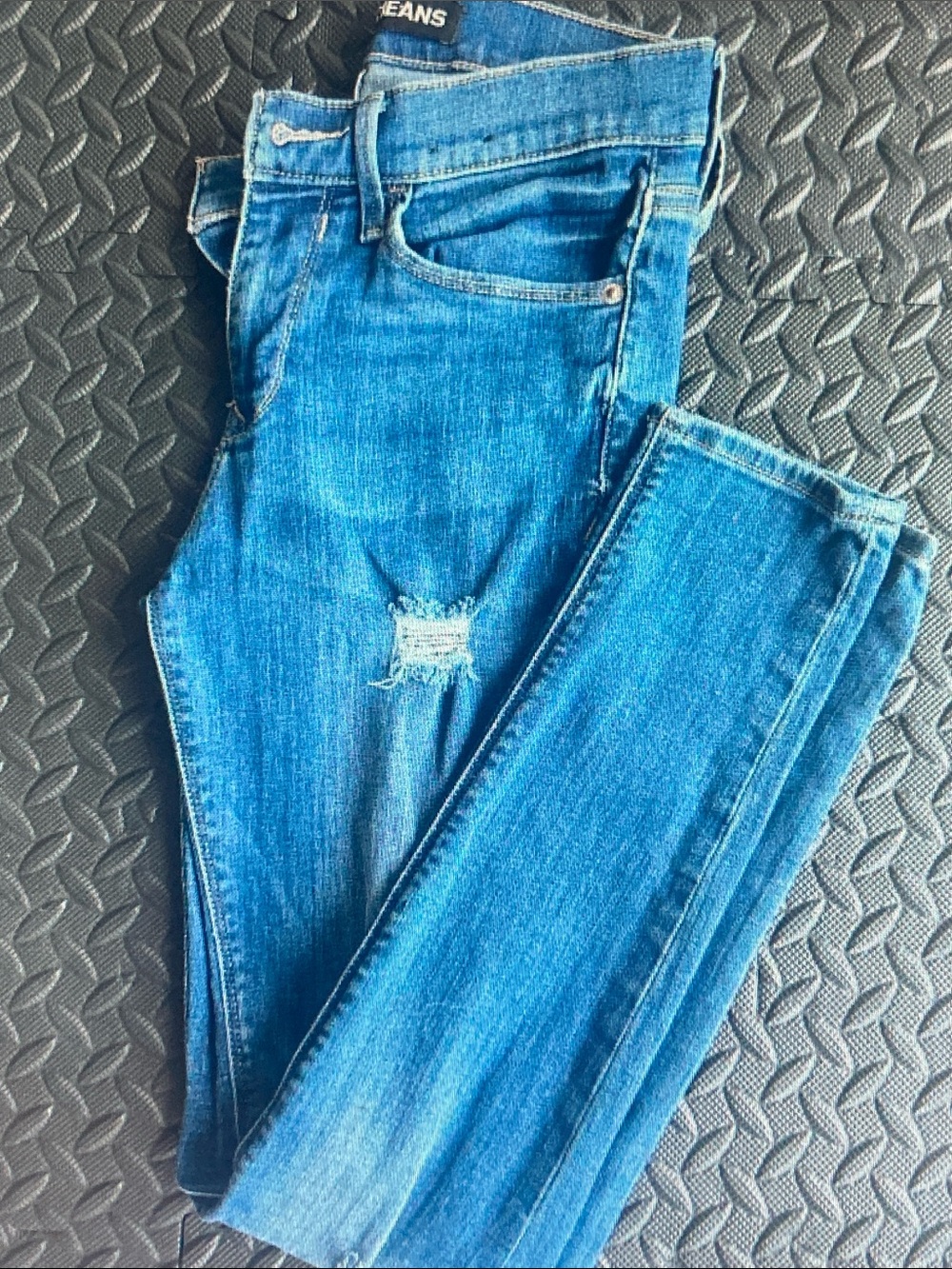 Express Women's Blue Jeggings - Mid Wash Skinny